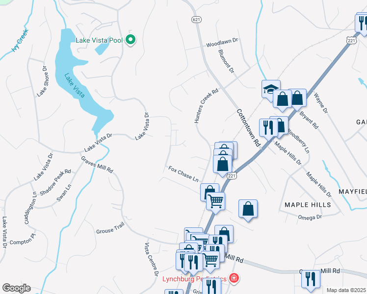 map of restaurants, bars, coffee shops, grocery stores, and more near 1063 Tori Court in Forest