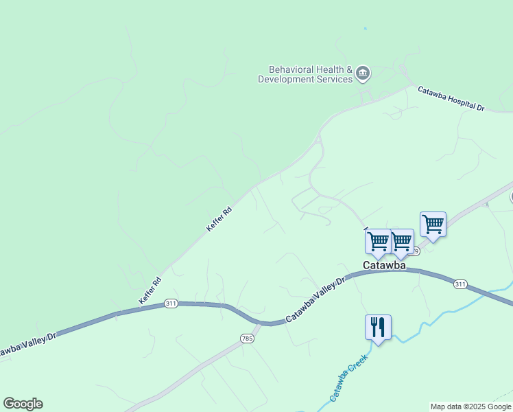 map of restaurants, bars, coffee shops, grocery stores, and more near 5268 Keffer Rd in Catawba