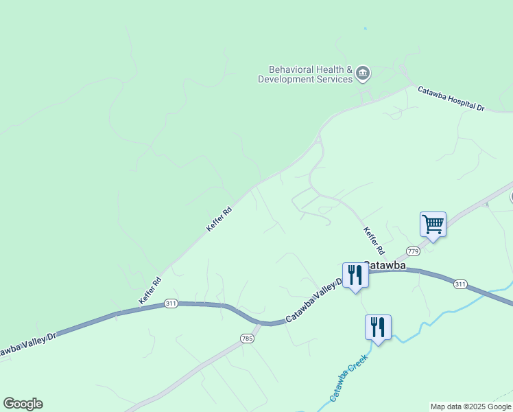 map of restaurants, bars, coffee shops, grocery stores, and more near 5268 Keffer Rd in Catawba