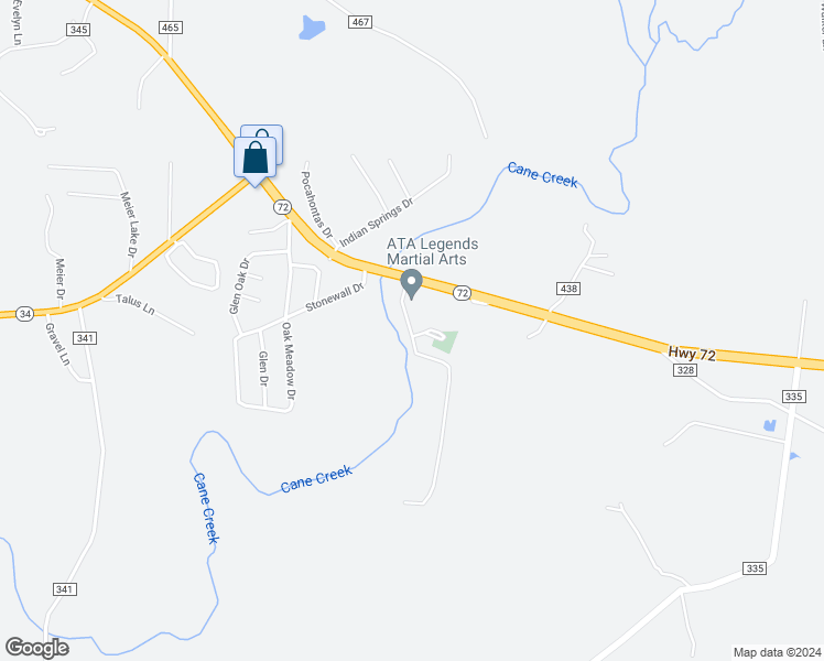 map of restaurants, bars, coffee shops, grocery stores, and more near 211 Cane Creek Ln in Jackson