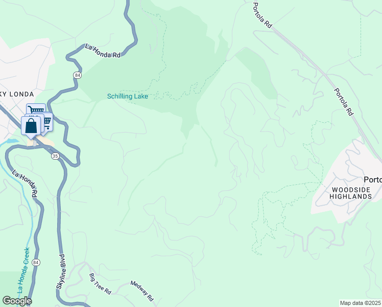 map of restaurants, bars, coffee shops, grocery stores, and more near 26 Old La Honda Road in Woodside