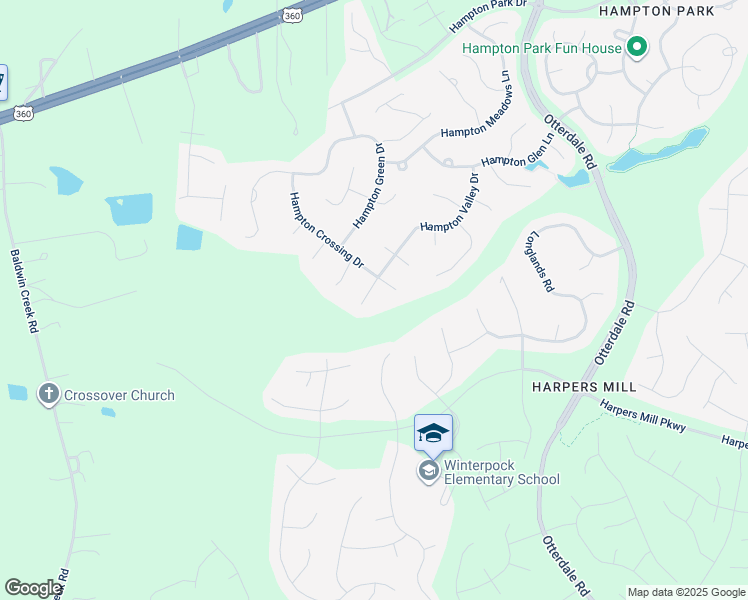 map of restaurants, bars, coffee shops, grocery stores, and more near 8513 Hampton Valley Drive in Chesterfield