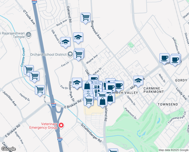 map of restaurants, bars, coffee shops, grocery stores, and more near 1872 Anchorage Landing in San Jose