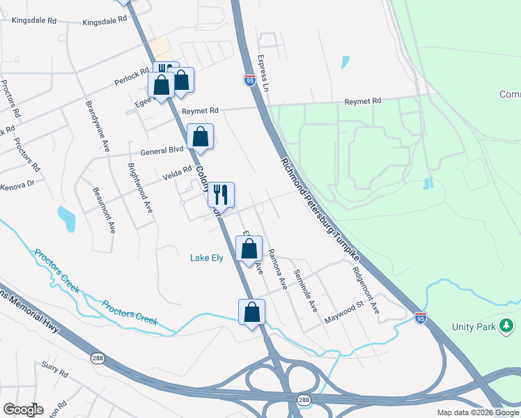 map of restaurants, bars, coffee shops, grocery stores, and more near 10312 Ramona Avenue in Richmond