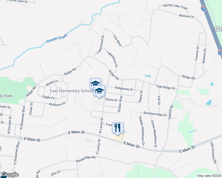 map of restaurants, bars, coffee shops, grocery stores, and more near 2594 Mansfield Place in Jackson