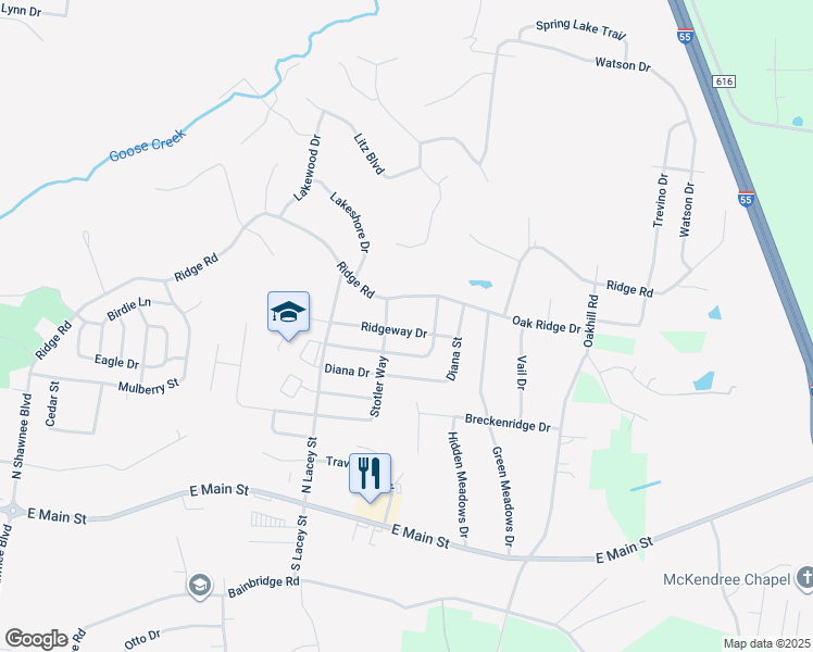 map of restaurants, bars, coffee shops, grocery stores, and more near 2750 Ridgeway Drive in Jackson