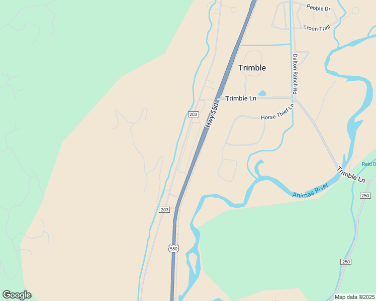 map of restaurants, bars, coffee shops, grocery stores, and more near 6000 Co Road 203 in Durango