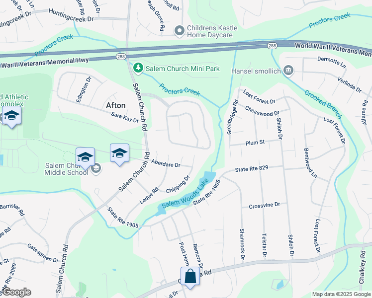 map of restaurants, bars, coffee shops, grocery stores, and more near 9654 Lockberry Ridge Loop in Richmond