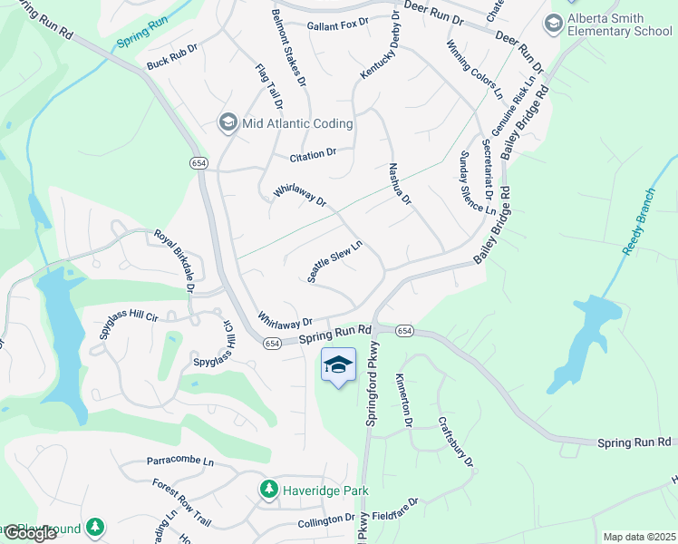 map of restaurants, bars, coffee shops, grocery stores, and more near 8206 Seattle Slew Terrace in Midlothian