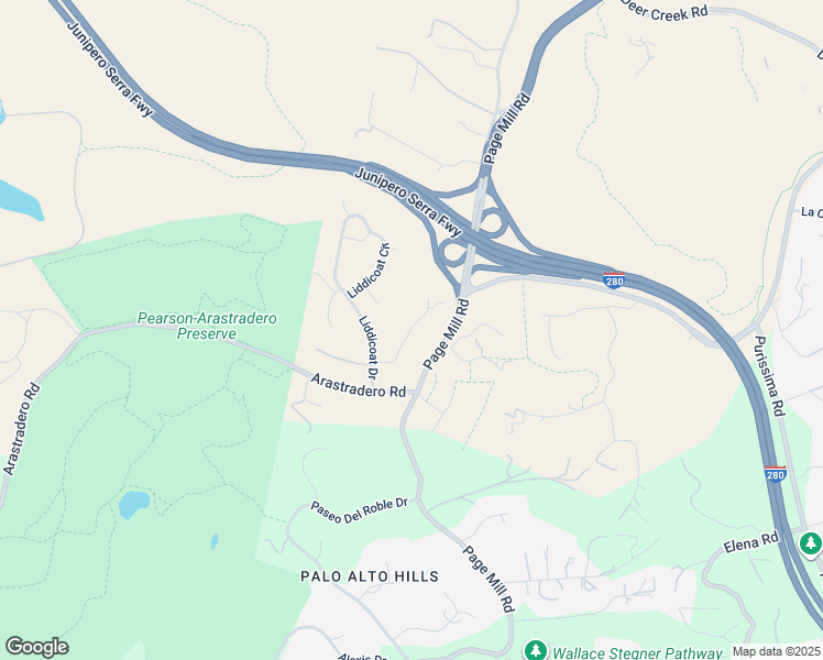 map of restaurants, bars, coffee shops, grocery stores, and more near Amherst Court in Los Altos Hills