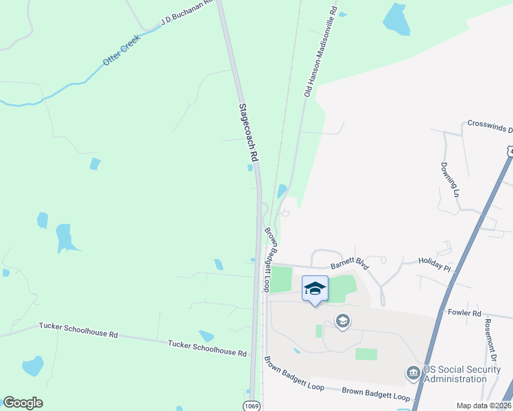 map of restaurants, bars, coffee shops, grocery stores, and more near 1552-1658 Stagecoach Rd in Madisonville