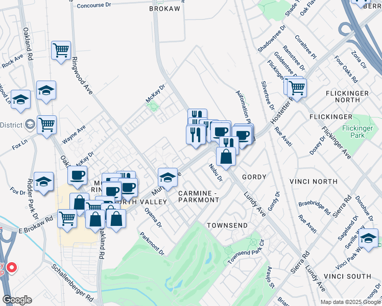 map of restaurants, bars, coffee shops, grocery stores, and more near 312 Morning Star Drive in San Jose