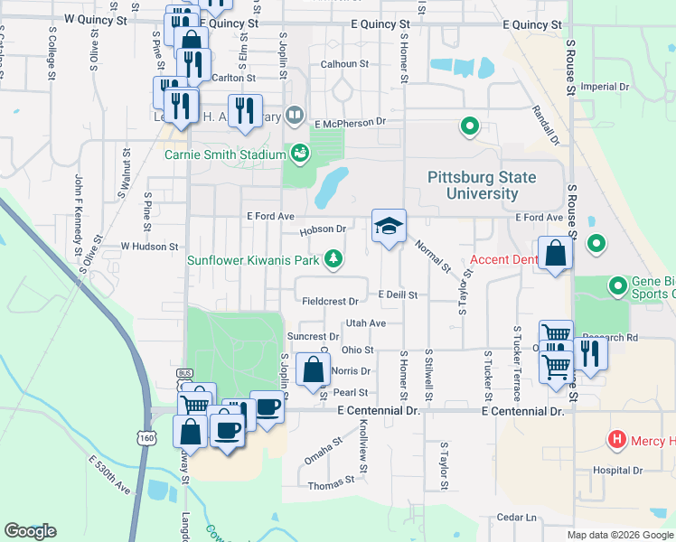 map of restaurants, bars, coffee shops, grocery stores, and more near 522 Hobson Place in Pittsburg