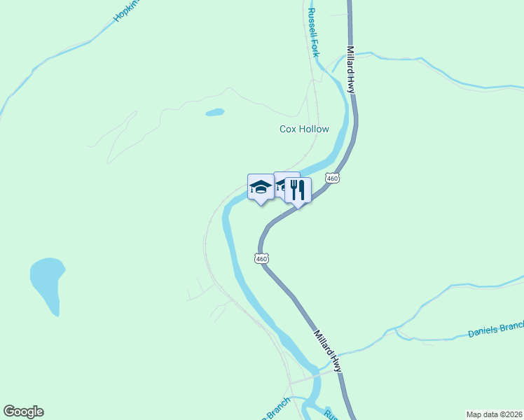 map of restaurants, bars, coffee shops, grocery stores, and more near 8015 Millard Highway in Pikeville