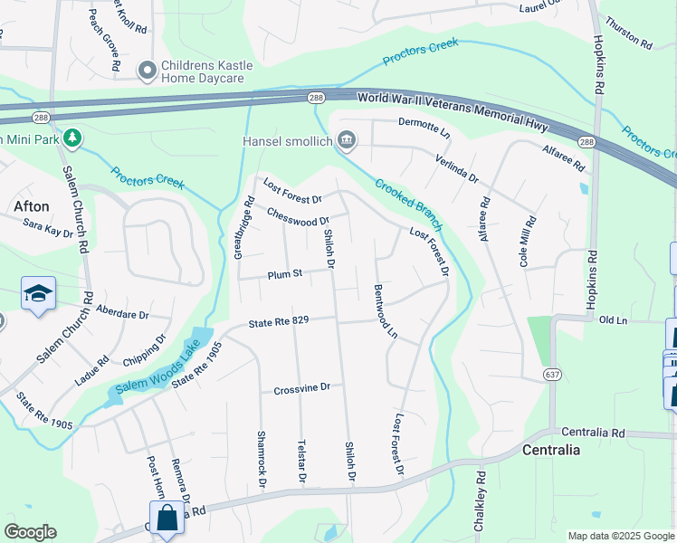 map of restaurants, bars, coffee shops, grocery stores, and more near 9349 Shiloh Drive in Richmond