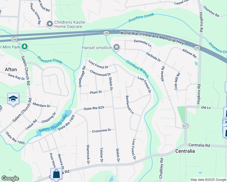 map of restaurants, bars, coffee shops, grocery stores, and more near 9349 Shiloh Drive in Richmond