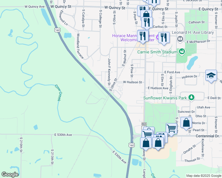 map of restaurants, bars, coffee shops, grocery stores, and more near 2008 John F Kennedy Street in Pittsburg