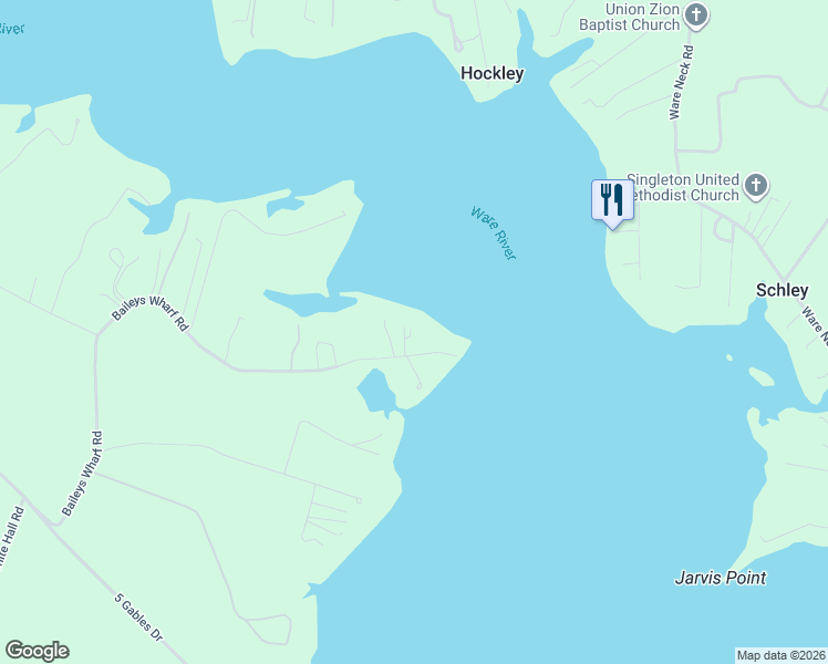 map of restaurants, bars, coffee shops, grocery stores, and more near 8477 Baileys Wharf Road in Gloucester