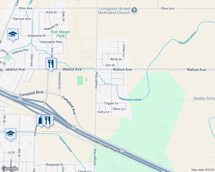 map of restaurants, bars, coffee shops, grocery stores, and more near 550 Chandler Court in Livingston