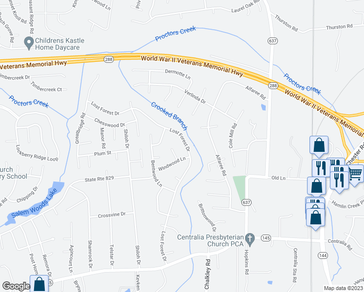 map of restaurants, bars, coffee shops, grocery stores, and more near 9354 Lost Forest Drive in Richmond