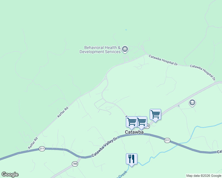 map of restaurants, bars, coffee shops, grocery stores, and more near 5097 Keffer Rd in Catawba