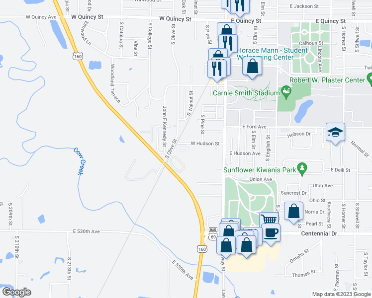 map of restaurants, bars, coffee shops, grocery stores, and more near 219 West Hudson Street in Pittsburg