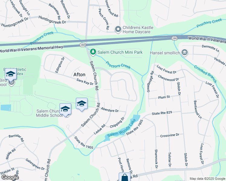 map of restaurants, bars, coffee shops, grocery stores, and more near 9737 Lockberry Ridge Loop in Richmond