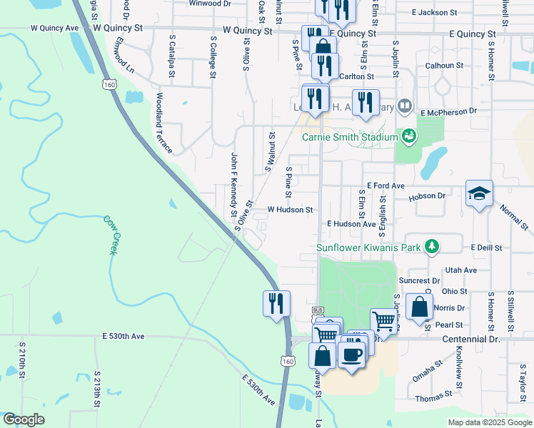map of restaurants, bars, coffee shops, grocery stores, and more near 219 West Hudson Street in Pittsburg
