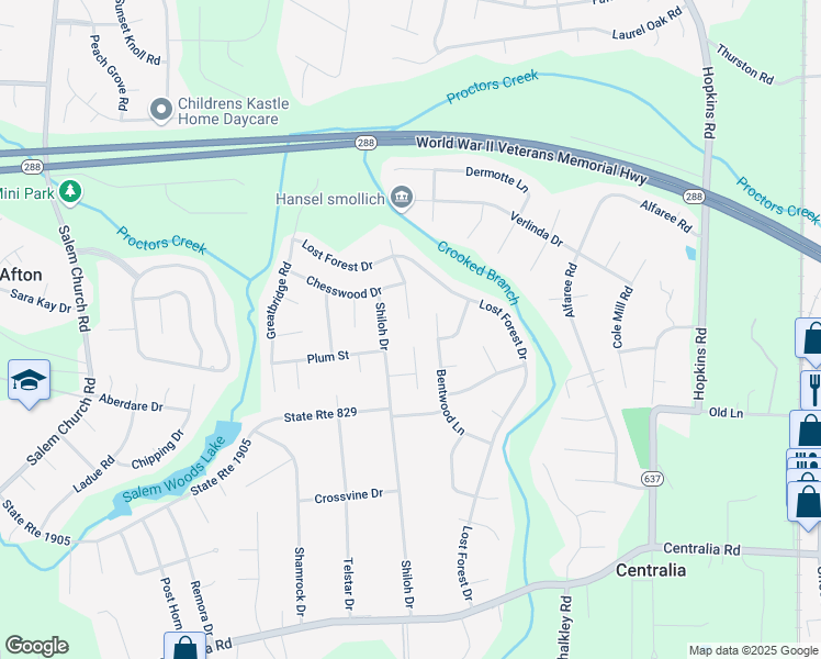map of restaurants, bars, coffee shops, grocery stores, and more near 9301 Malcott Court in Richmond