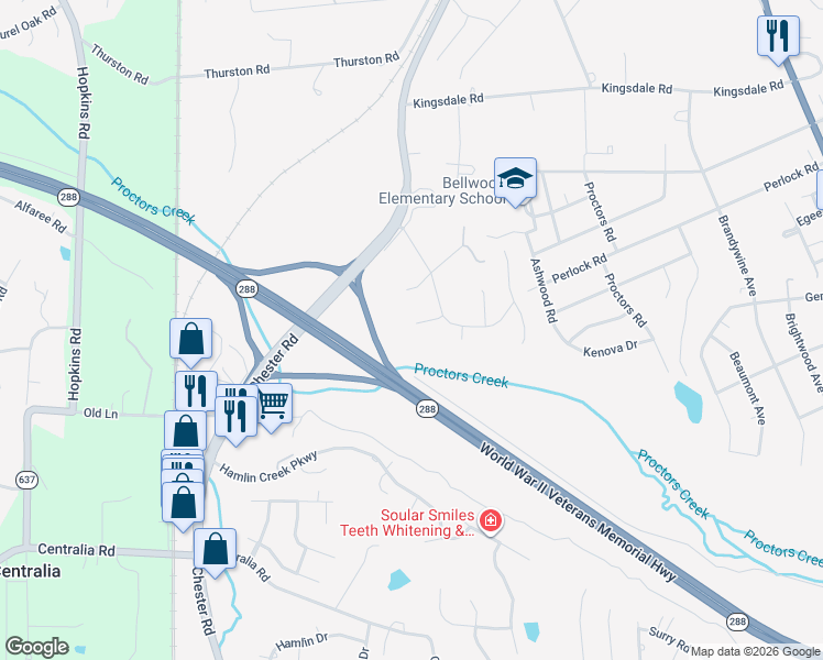 map of restaurants, bars, coffee shops, grocery stores, and more near 3425 Ransom Hills Court in Richmond