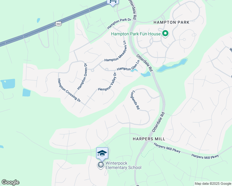 map of restaurants, bars, coffee shops, grocery stores, and more near 12256 Hampton Valley Terrace in Chesterfield