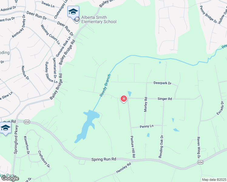 map of restaurants, bars, coffee shops, grocery stores, and more near 13020 Singer Road in Midlothian