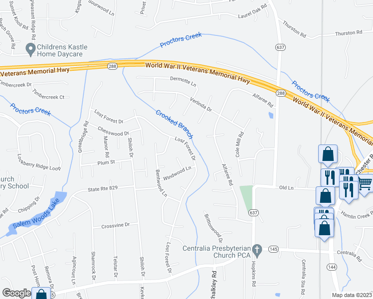 map of restaurants, bars, coffee shops, grocery stores, and more near 9342 Lost Forest Drive in Richmond