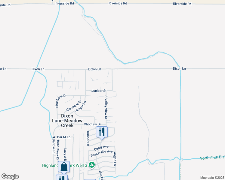 map of restaurants, bars, coffee shops, grocery stores, and more near 2 North Valley View Drive in Bishop