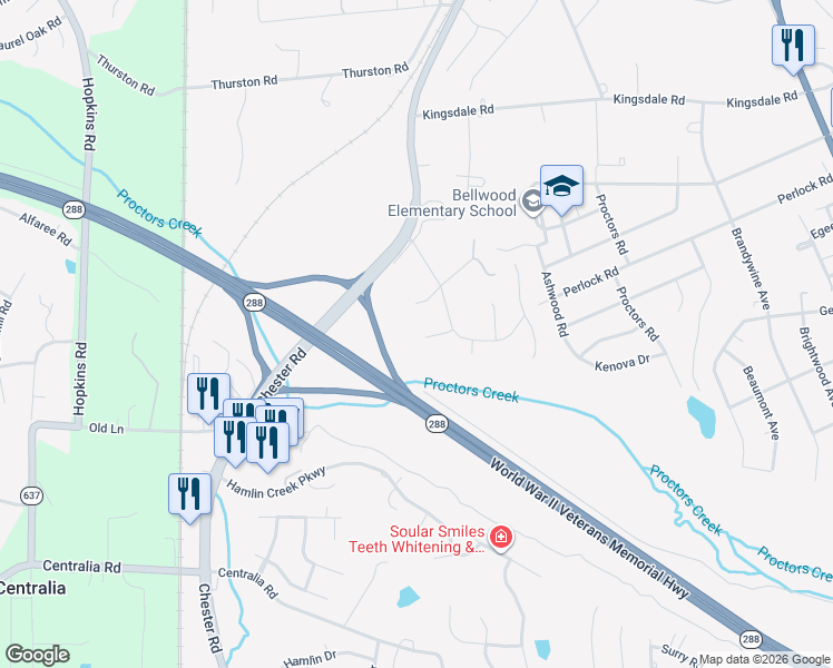 map of restaurants, bars, coffee shops, grocery stores, and more near 3425 Ransom Hills Court in Richmond