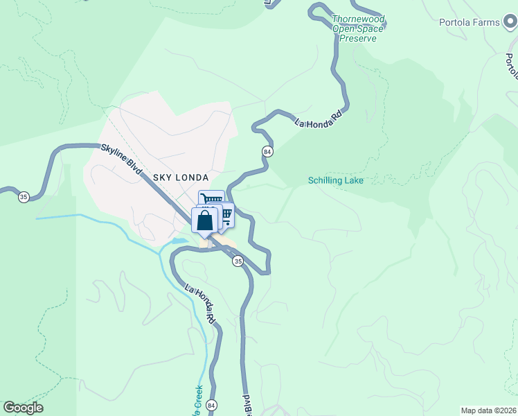 map of restaurants, bars, coffee shops, grocery stores, and more near 125 Grandview Drive in Woodside