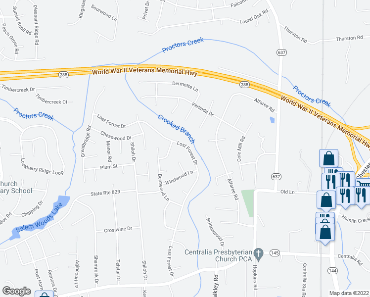 map of restaurants, bars, coffee shops, grocery stores, and more near 9330 Lost Forest Drive in Richmond