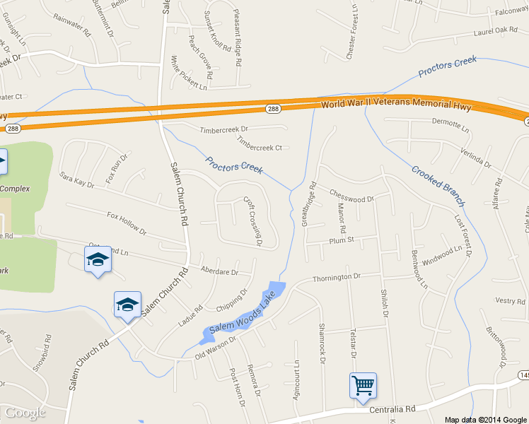 map of restaurants, bars, coffee shops, grocery stores, and more near 9543 Lockberry Ridge Loop in Richmond