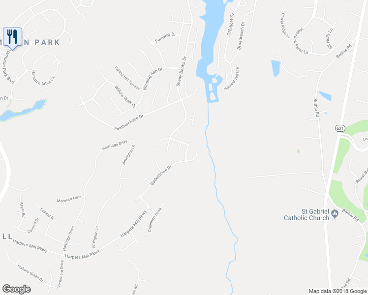 map of restaurants, bars, coffee shops, grocery stores, and more near 8301 Blackrail Place in Chesterfield