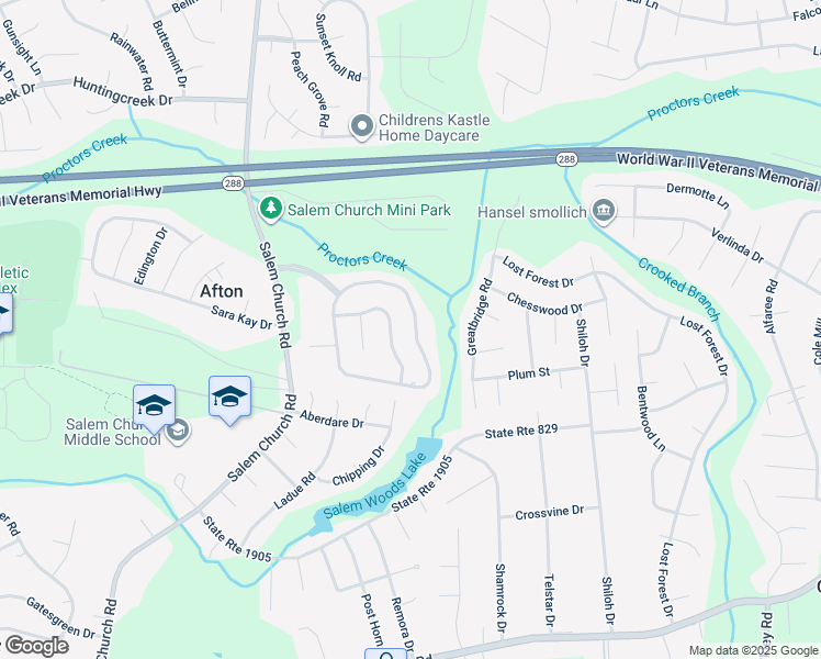 map of restaurants, bars, coffee shops, grocery stores, and more near 9543 Lockberry Ridge Loop in Richmond