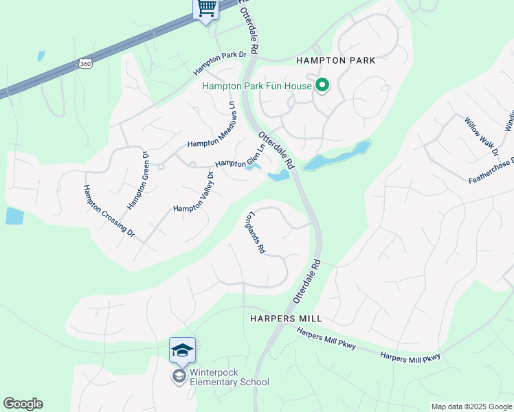 map of restaurants, bars, coffee shops, grocery stores, and more near 15854 Longlands Road in Chesterfield