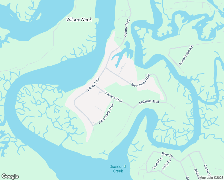 map of restaurants, bars, coffee shops, grocery stores, and more near 2 2 Rivers Trail in Lanexa