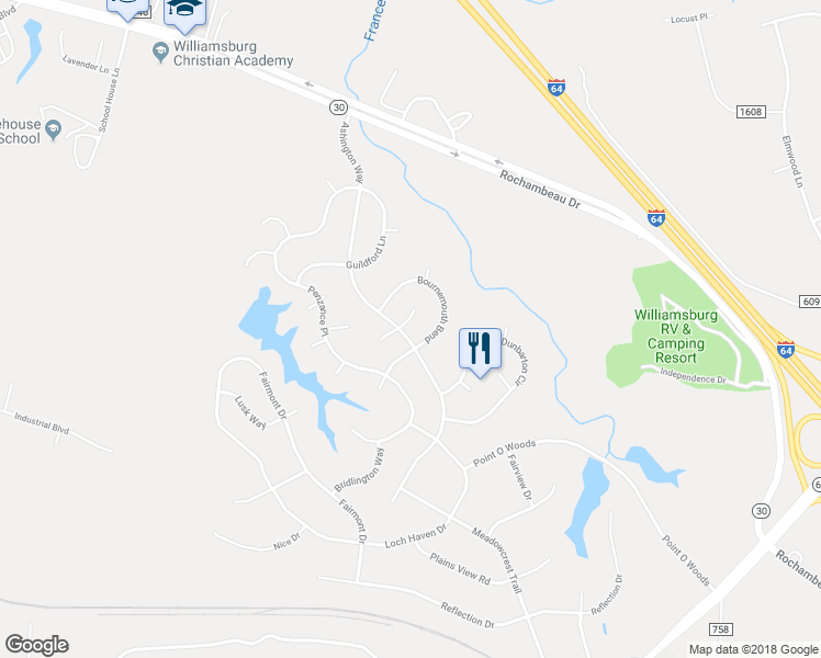 map of restaurants, bars, coffee shops, grocery stores, and more near 3900 Leicester North in Williamsburg