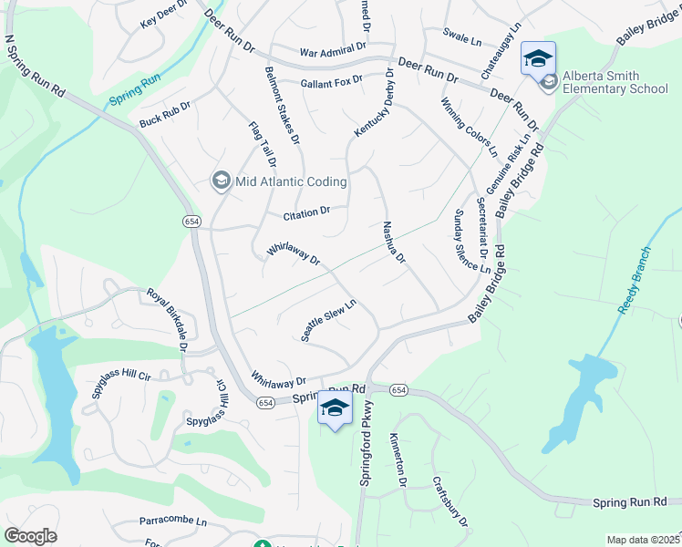 map of restaurants, bars, coffee shops, grocery stores, and more near 7425 Whirlaway Drive in Midlothian