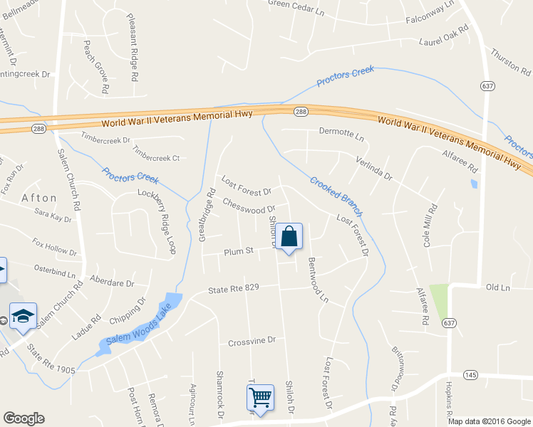 map of restaurants, bars, coffee shops, grocery stores, and more near 9300 Shiloh Drive in Richmond