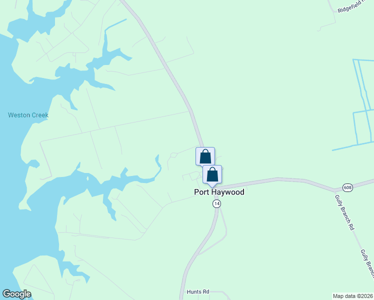 map of restaurants, bars, coffee shops, grocery stores, and more near Woodstock Lane in Mathews County