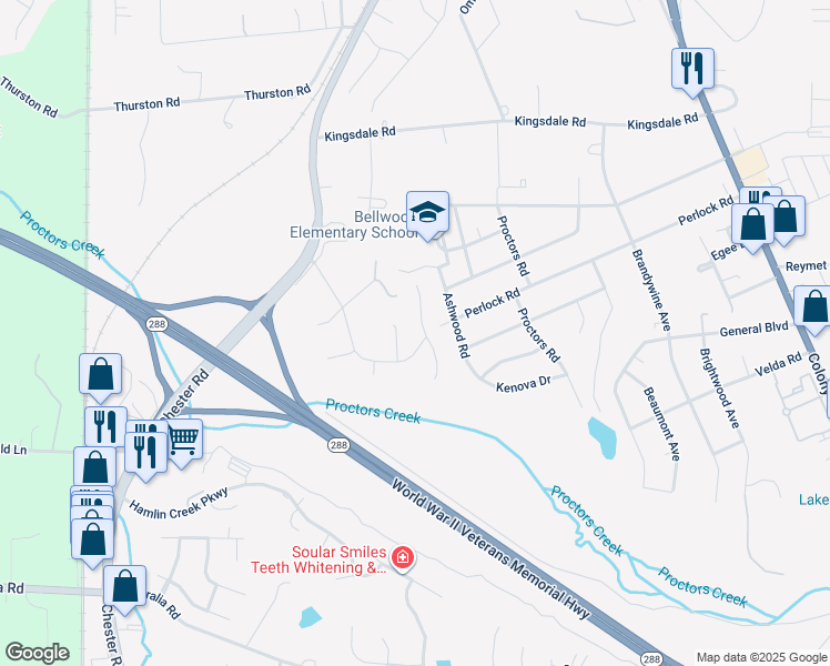 map of restaurants, bars, coffee shops, grocery stores, and more near 9642 Ransom Hills Terrace in Richmond