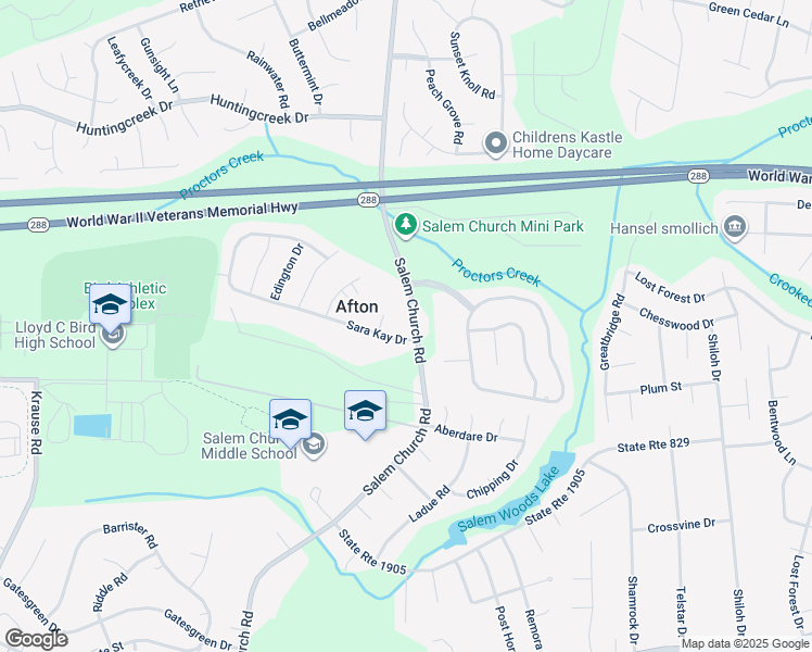 map of restaurants, bars, coffee shops, grocery stores, and more near 9338 Salem Church Road in Richmond