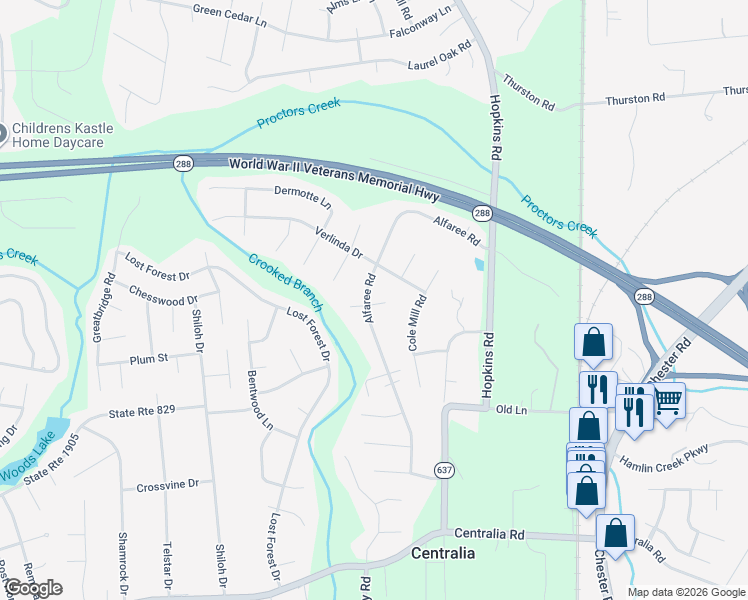 map of restaurants, bars, coffee shops, grocery stores, and more near 9731 Alfaree Road in Richmond