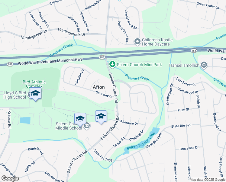 map of restaurants, bars, coffee shops, grocery stores, and more near 9332 Salem Church Road in Richmond